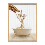 Sylvie Mother and Baby Giraffe Farmhouse Bath Framed Canvas by kateandlaurel - product image 2 for Resin Society