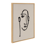 Sylvie Minimalist Neutral Line Art Drawing Face Framed Canvas by kateandlaurel - main product image for Resin Society