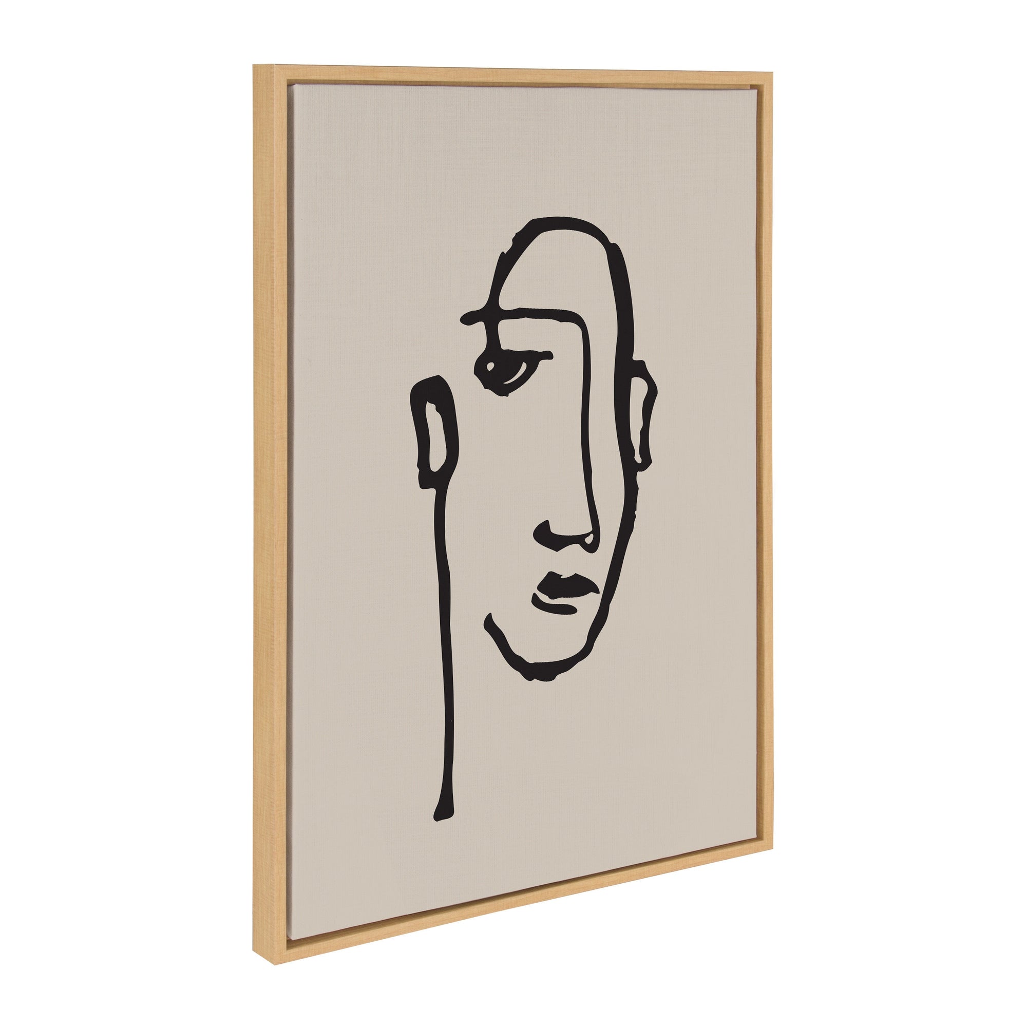 Sylvie Minimalist Neutral Line Art Drawing Face Framed Canvas by kateandlaurel - main product image for Resin Society
