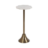 Sanzo Scalloped Marble and Metal Table with scalloped marble top and bell-shaped iron base