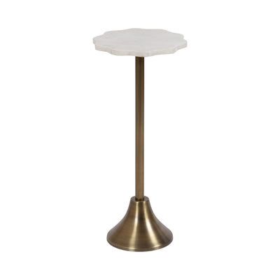Sanzo Scalloped Marble and Metal Table with scalloped marble top and bell-shaped iron base