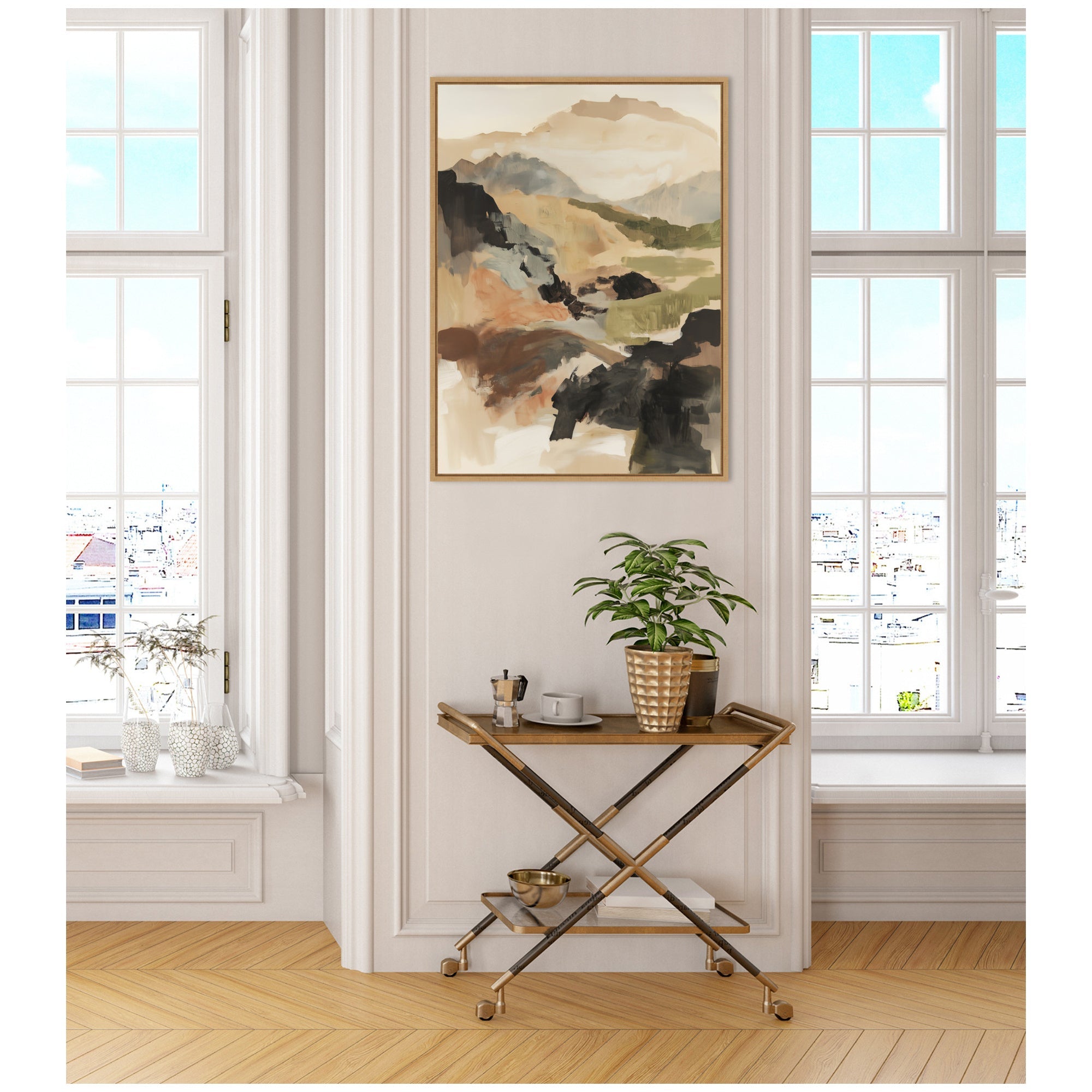 Sylvie Tonal Mountains II Framed Canvas by Amy Lighthall
