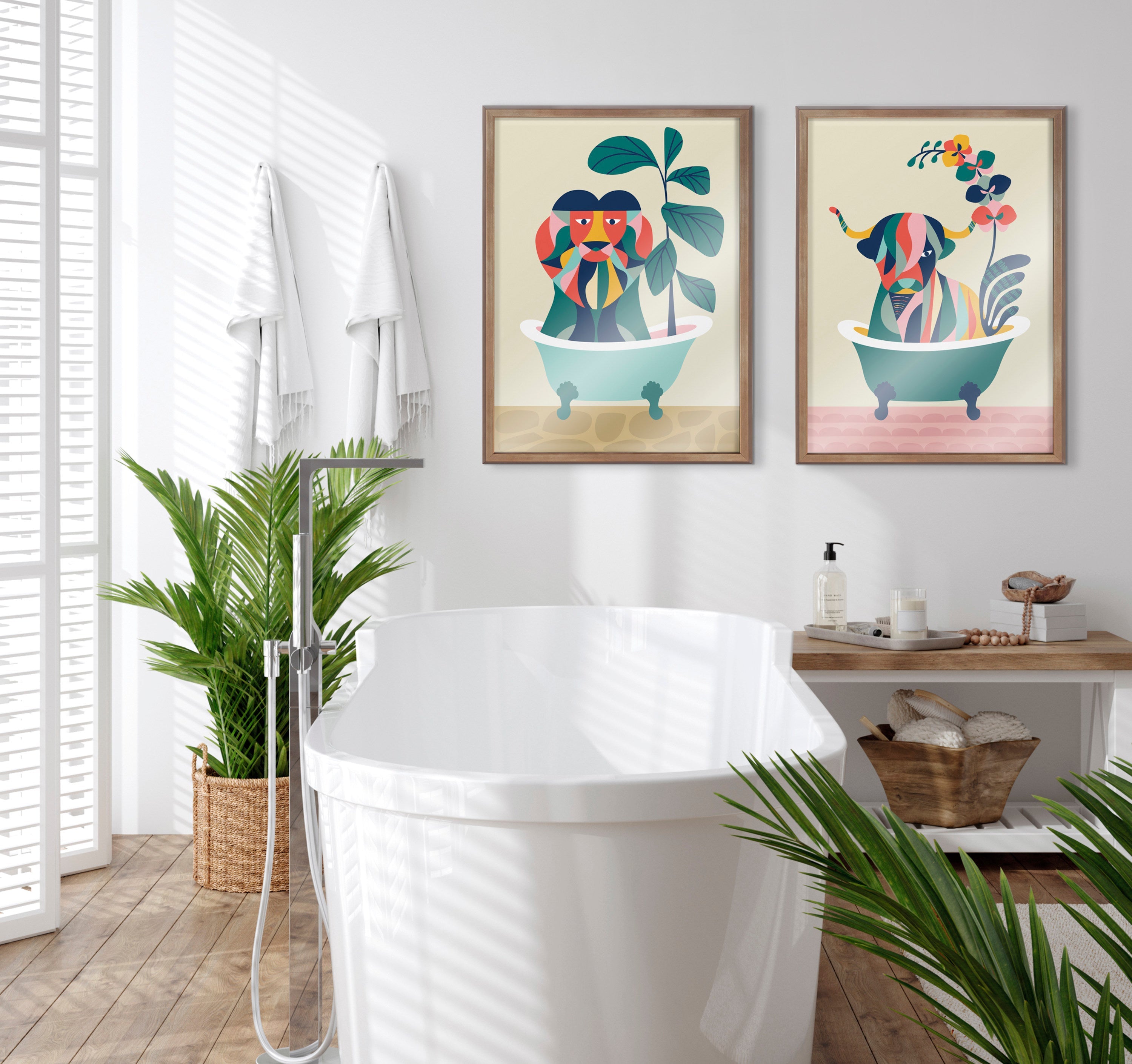 Blake Mid Century Modern Cow in Bathtub Framed Printed Glass by kateandlaurel - product image 18 for Resin Society