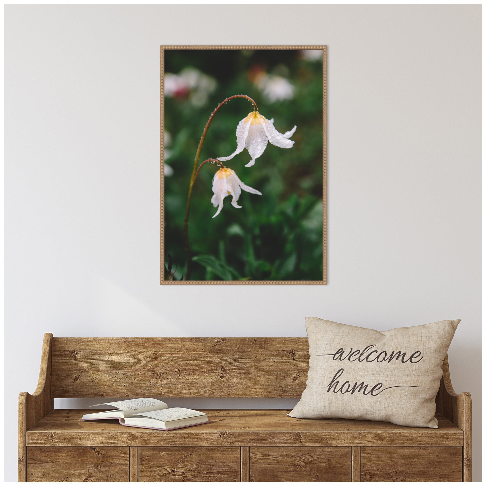 Sylvie Delicate White Floral Petals Framed Canvas by Patricia Hasz