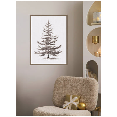 Sylvie Framed Canvas Vintage Evergreen Fir Tree Illustration II by The Creative Bunch Studio