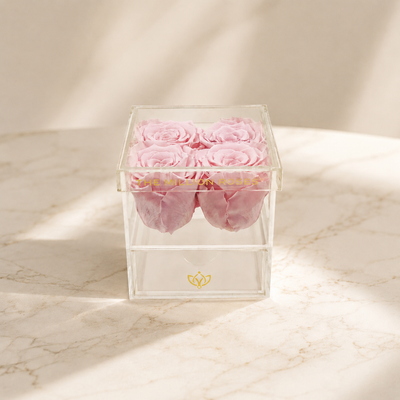 Acrylic 4 Drawer Box | Light Pink Roses