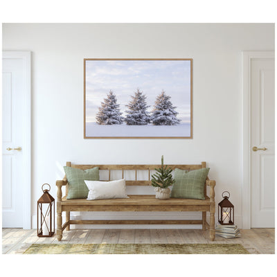 Sylvie Beaded Snowy Pine Trees Framed Canvas