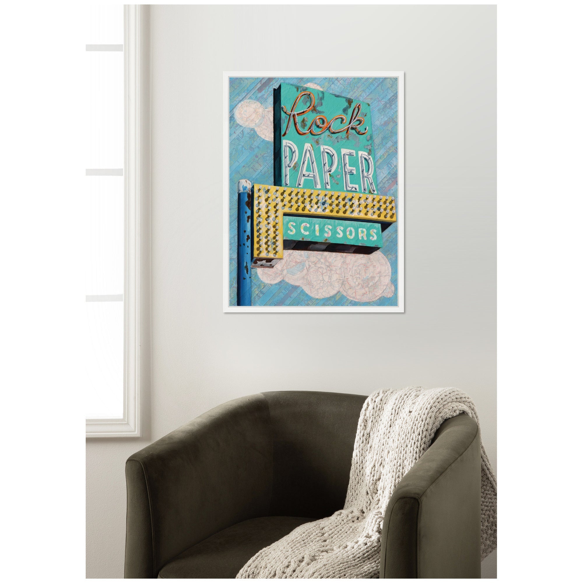Rock Paper Scissors by Krista V.
Allenstein Framed Canvas Wall Art Print