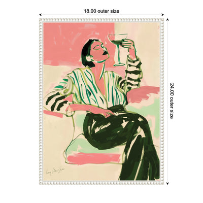 Sylvie Fashion Woman Drinking Martini Framed Canvas by Honey Island Studio