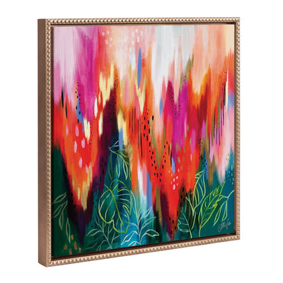 Sylvie Beaded EV Brushstroke 171 framed canvas art showing abstract golden brushstrokes with a vintage beaded gold frame