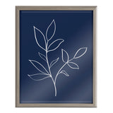 Blake Modern Blue Botanical Line Sketch Print 2 Framed Printed Glass by kateandlaurel