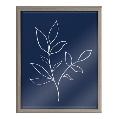 Blake Modern Blue Botanical Line Sketch Print 2 Framed Printed Glass by
