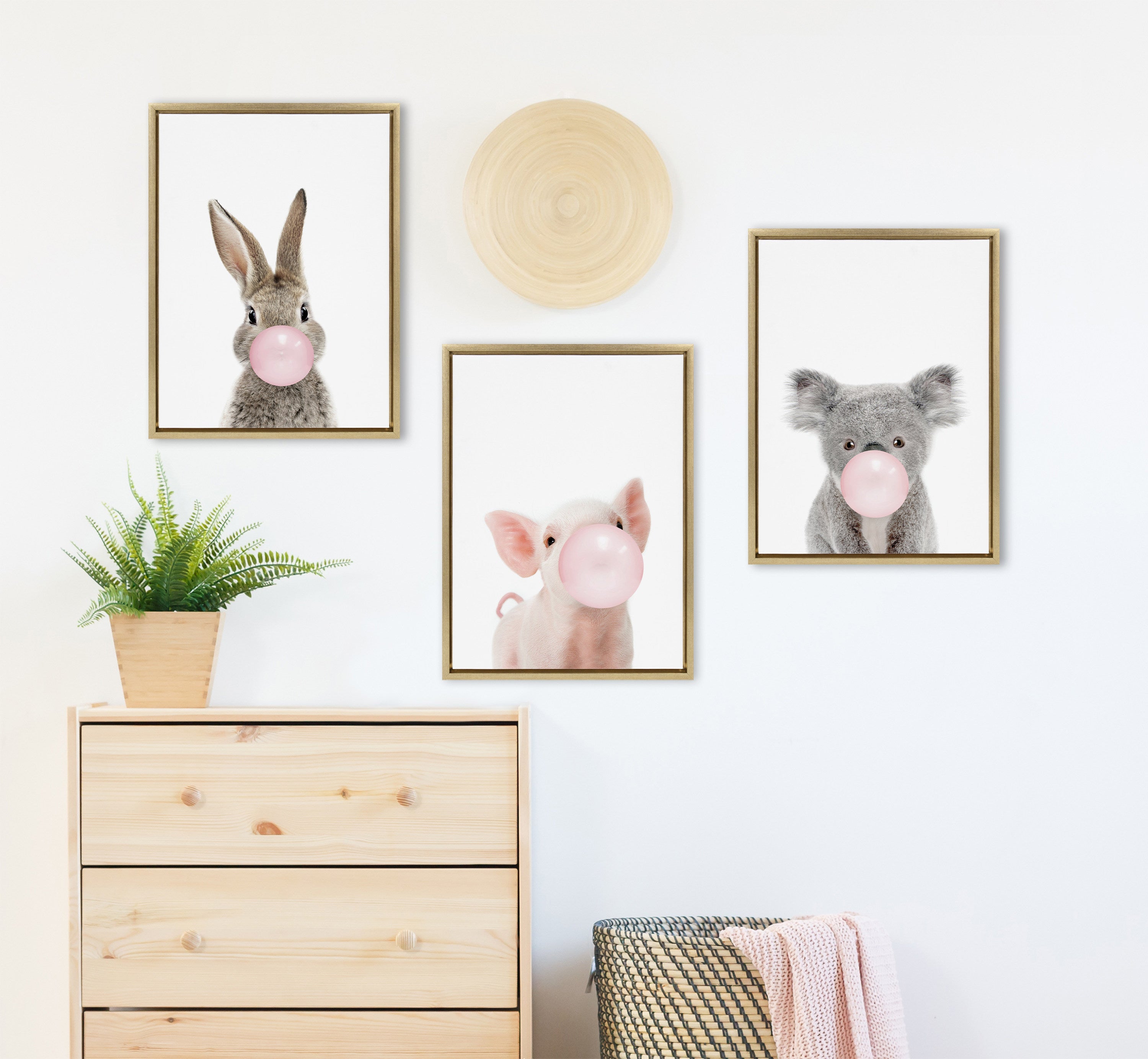 Sylvie Bubble Gum Piglet Framed Canvas by Amy Peterson Art Studio by kateandlaurel - product image 19 for Resin Society