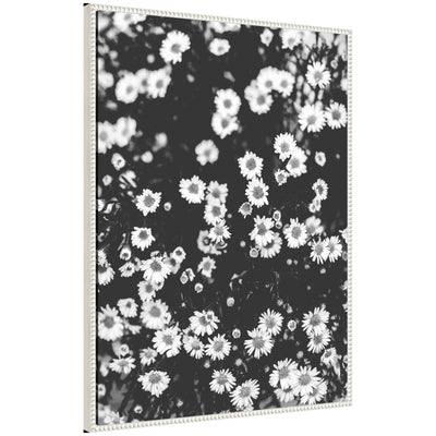 Sylvie Chamomile framed canvas art featuring chamomile floral design in a vintage beaded frame