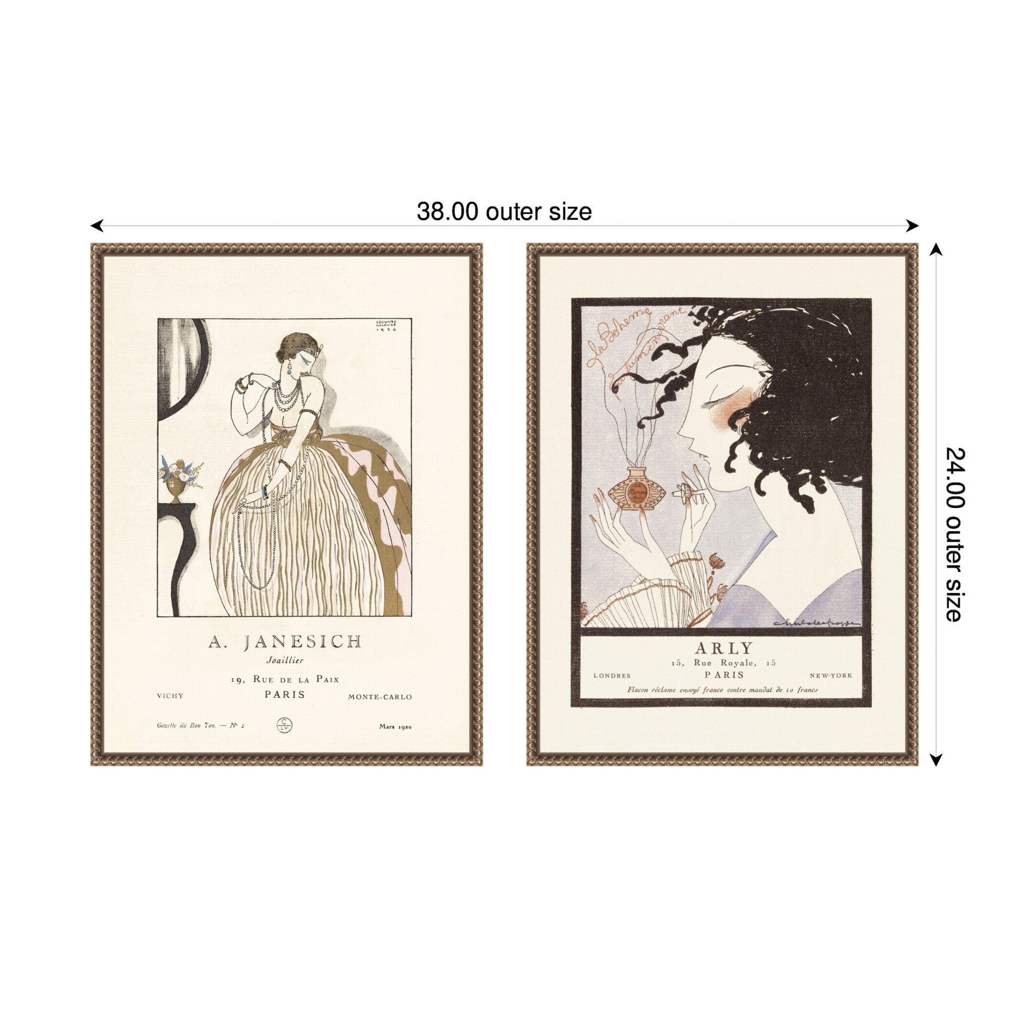 Arly 1921 Alexandre Jacovleff & A Janesich 1920 Edouard Halouze 2 Piece Framed Canvas Wall Art Set by Nostalgia Prints