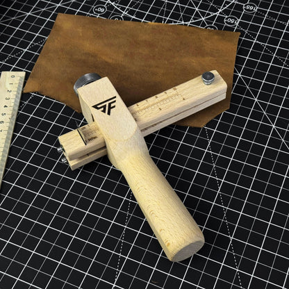 Adjustable Leather Strap and Belt Cutter with wooden handle and measuring ruler