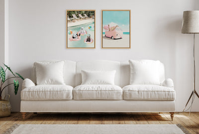 Sylvie Pool Party Framed Canvas by July Art Prints