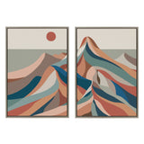 Sylvie Mid Century Modern Mountains Blue Framed Canvas Set by kateandlaurel - product image 10 for Resin Society