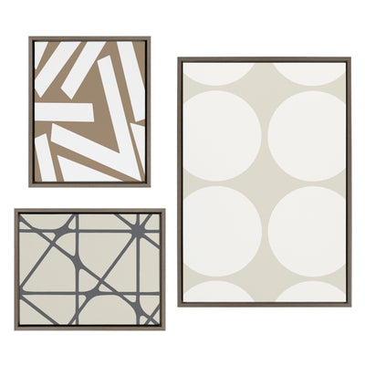 Sylvie Elevated Modern Neutral Dots and Stained Glass Framed Canvas Set