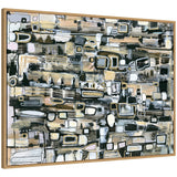 Sylvie Snowfall Horizontal abstract framed canvas art by Leah Nadeau displayed on wall