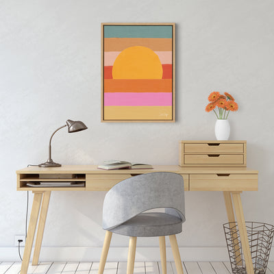 Sylvie Sunset Waves Framed Canvas