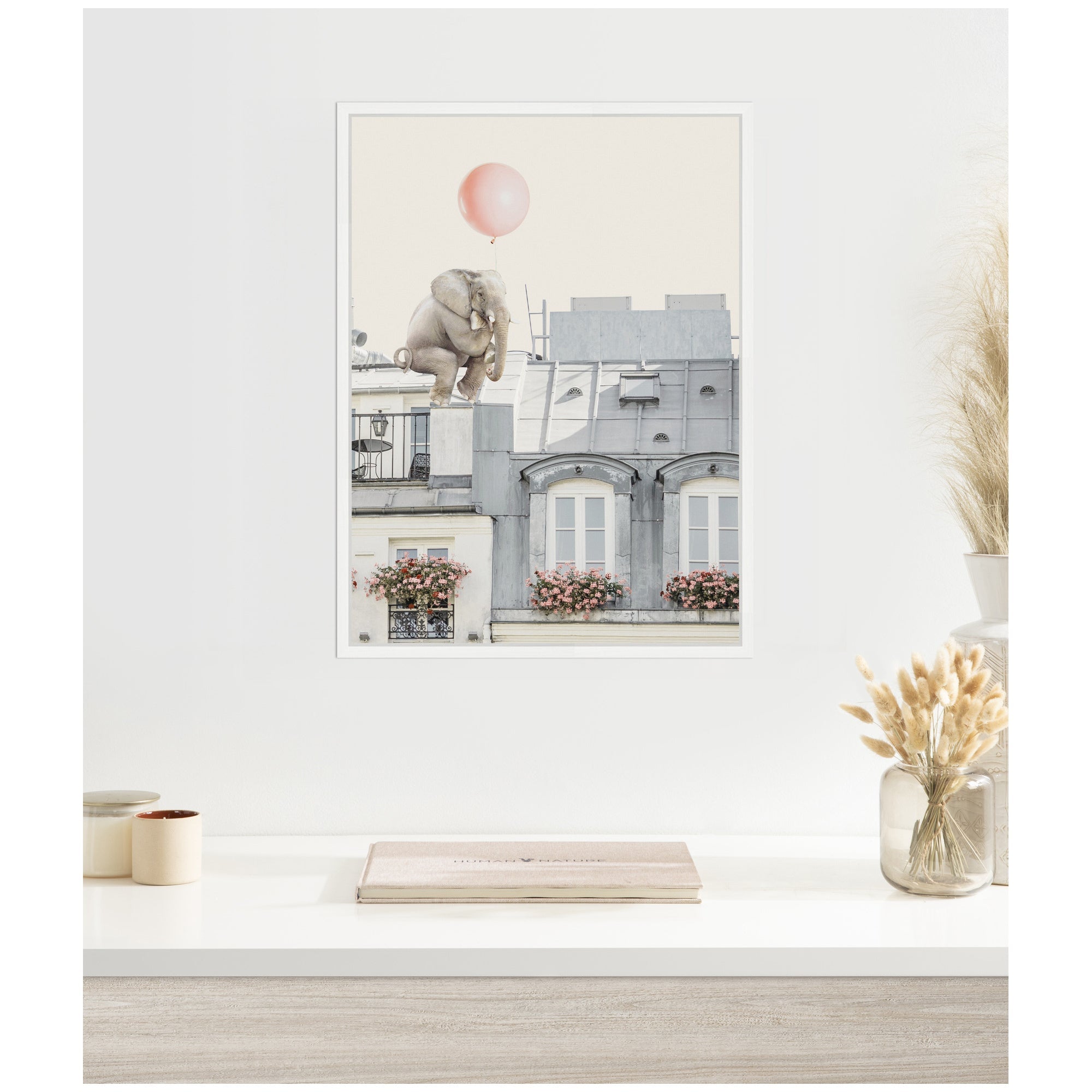 Sylvie Elephant in Paris Framed Canvas by July Art Prints