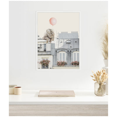 Sylvie Elephant in Paris Framed Canvas by July Art Prints