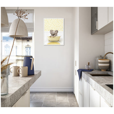 Sylvie Baby Elephant 6 in Cottage Yellow Bathtub Framed Canvas by Amy Peterson