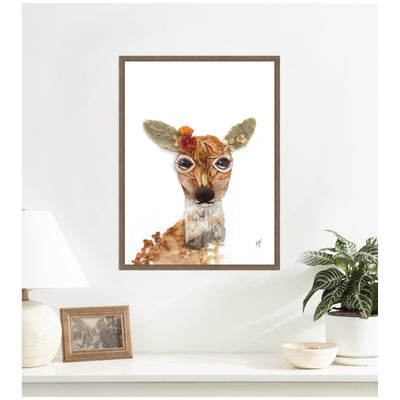 Deer with Flowers by Madeline Jeppesen Framed Canvas Wall Art Print