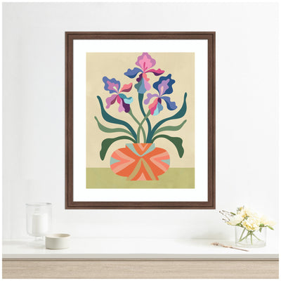 Framed Art Iris and Vase by Rachel Lee