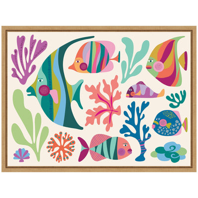 Sylvie Fun Colorful Tropical Fish Framed Canvas by Rachel Lee