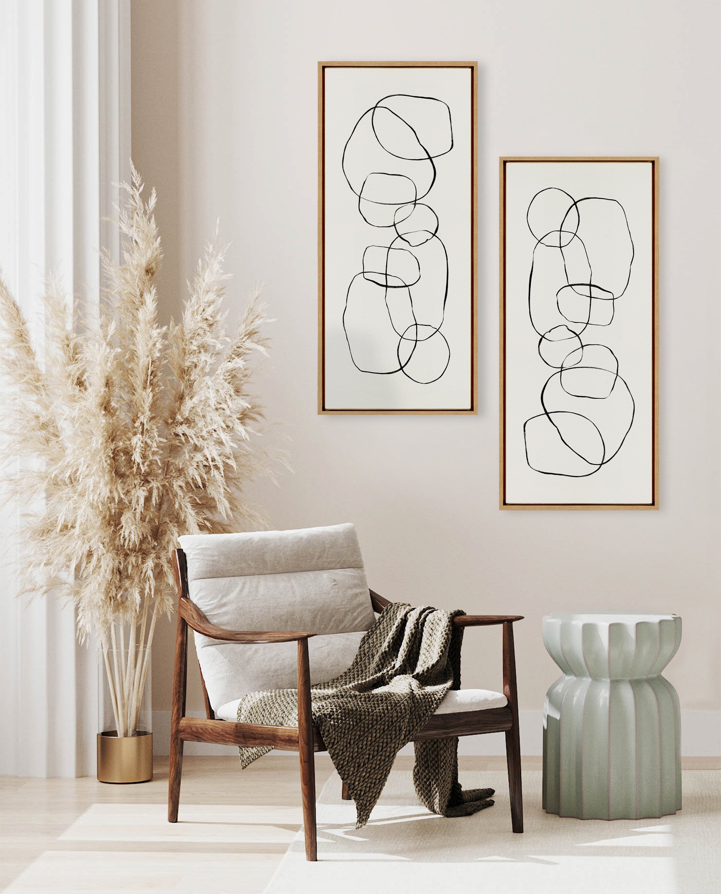 Sylvie Dancing Circles Framed Canvas