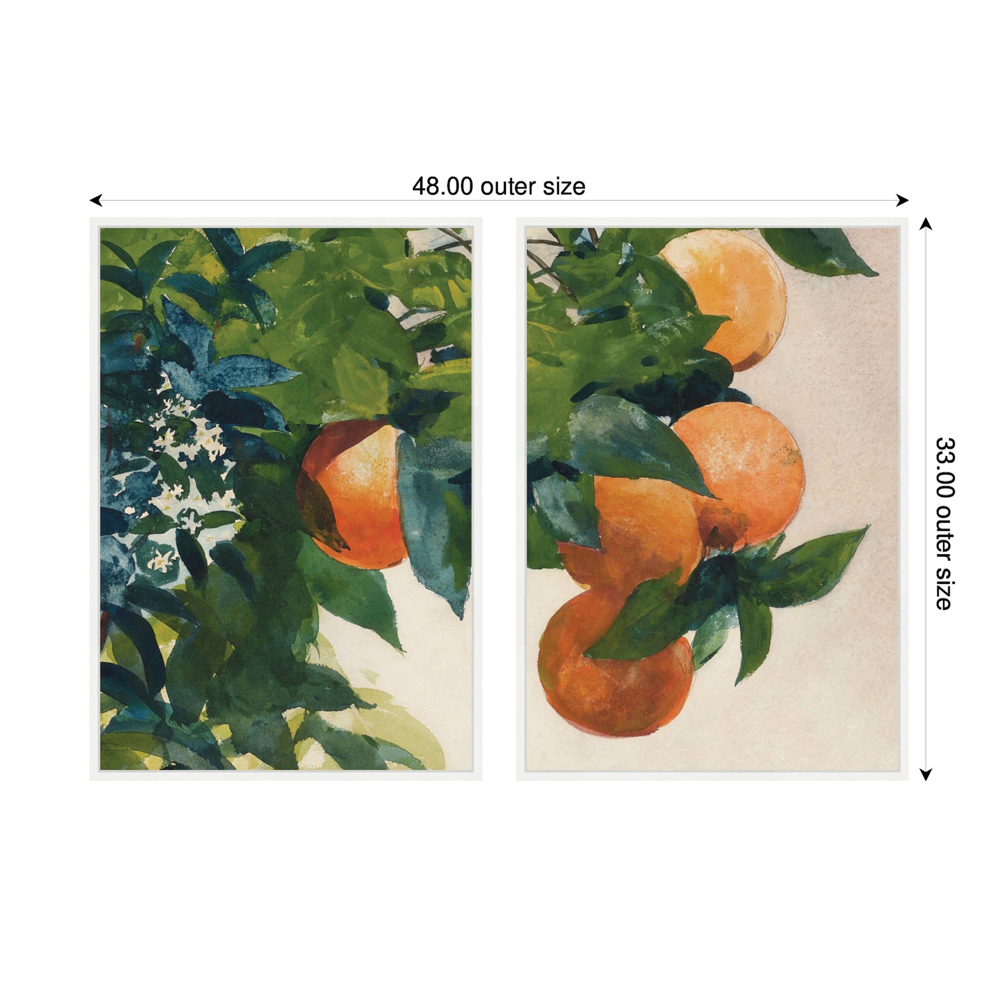 Oranges on a Branch 2 Piece Framed Canvas Wall Art Set by Nostalgia Prints