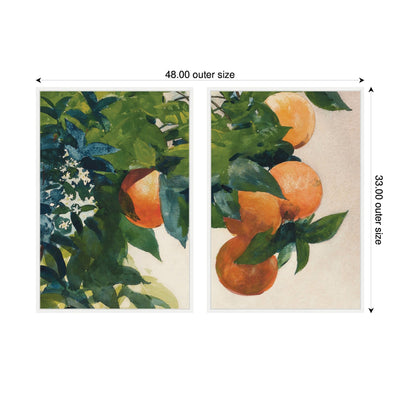 Oranges on a Branch 2 Piece Framed Canvas Wall Art Set by Nostalgia Prints