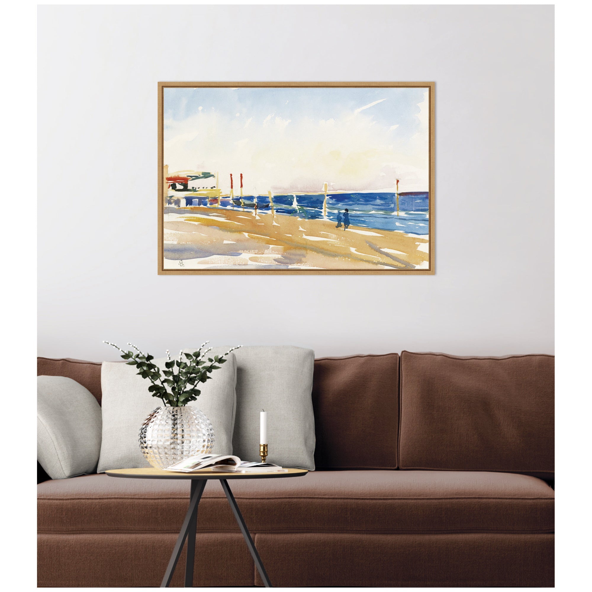 Lido of Venice no date Giovanni Giacometti by Nostalgia Prints Framed Canvas Wall Art Print
