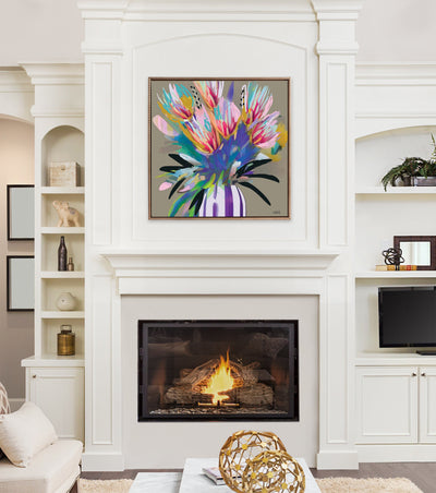 Sylvie Beaded Bright Flowers Framed Canvas by Inkheart Designs