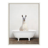 Sylvie Alpaca in the Tub Color Framed Canvas by kateandlaurel - main product image for Resin Society