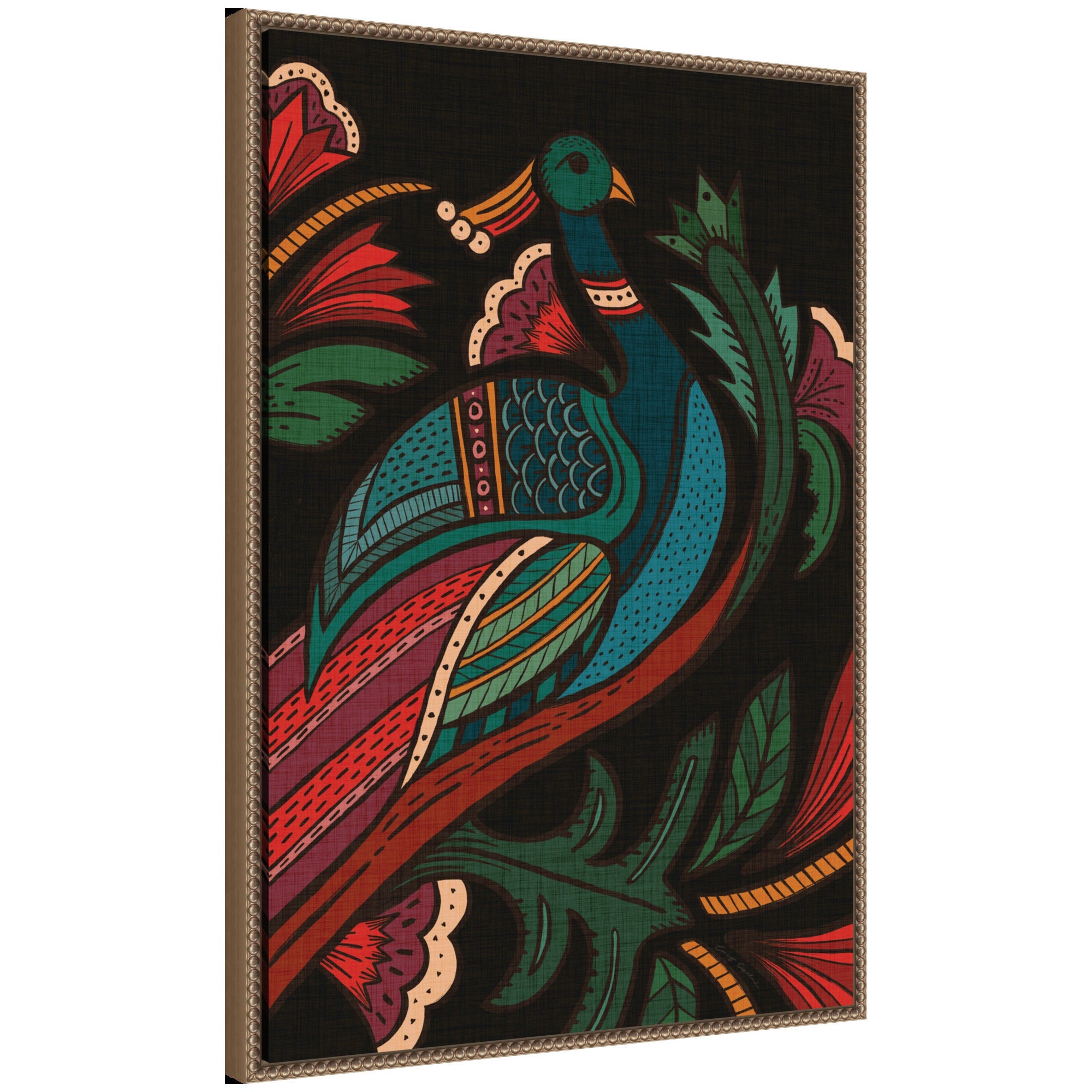 Sylvie Peacock Framed Canvas by Carey Copeland