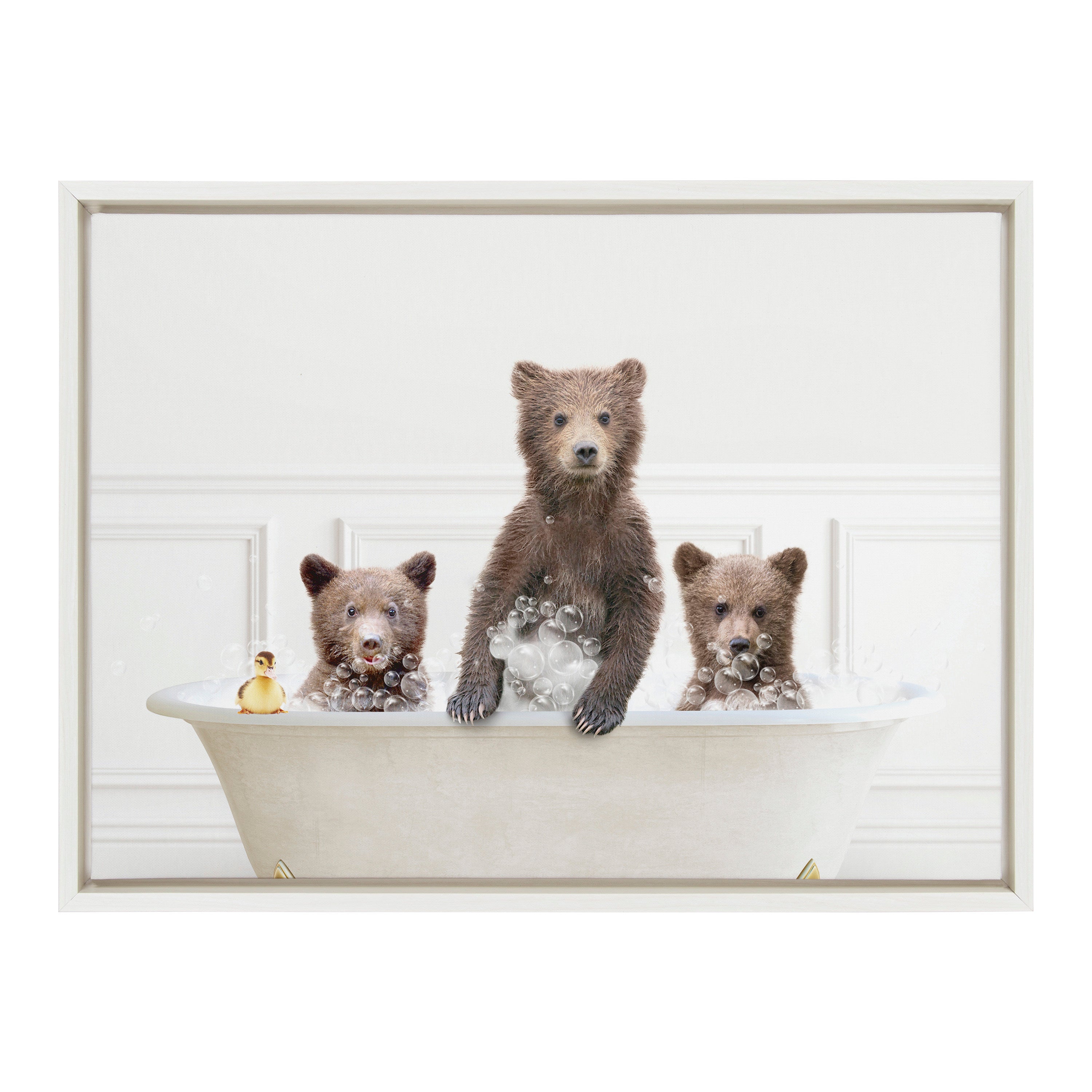 Sylvie Three bears In Bubble Bath Neutral Style Framed Canvas by kateandlaurel - product image 8 for Resin Society