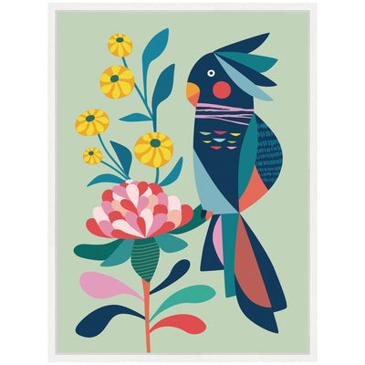 Sylvie Floral Cockatoo Framed Canvas by Rachel Lee