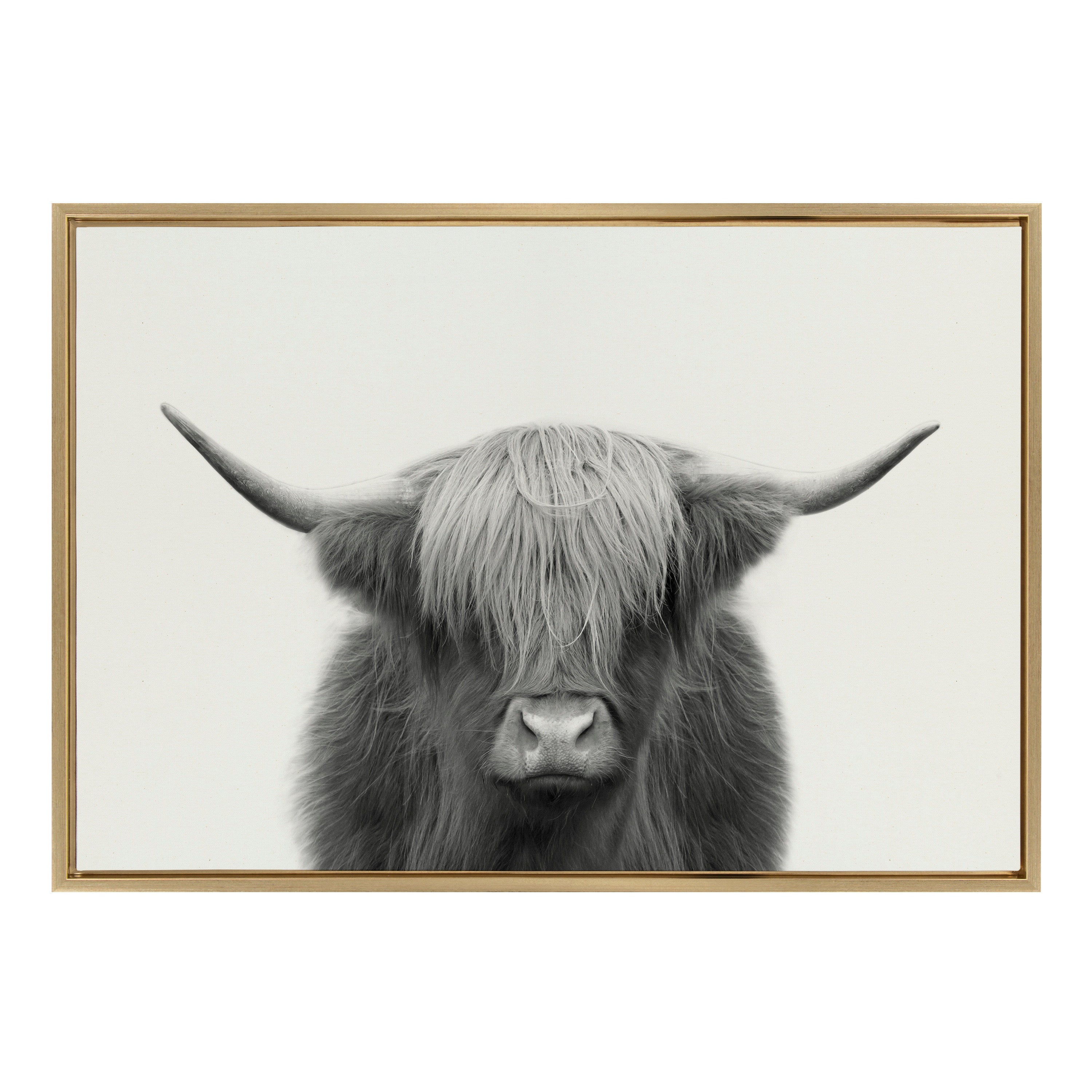 Sylvie Hey Dude Highland Cow Framed Linen Canvas