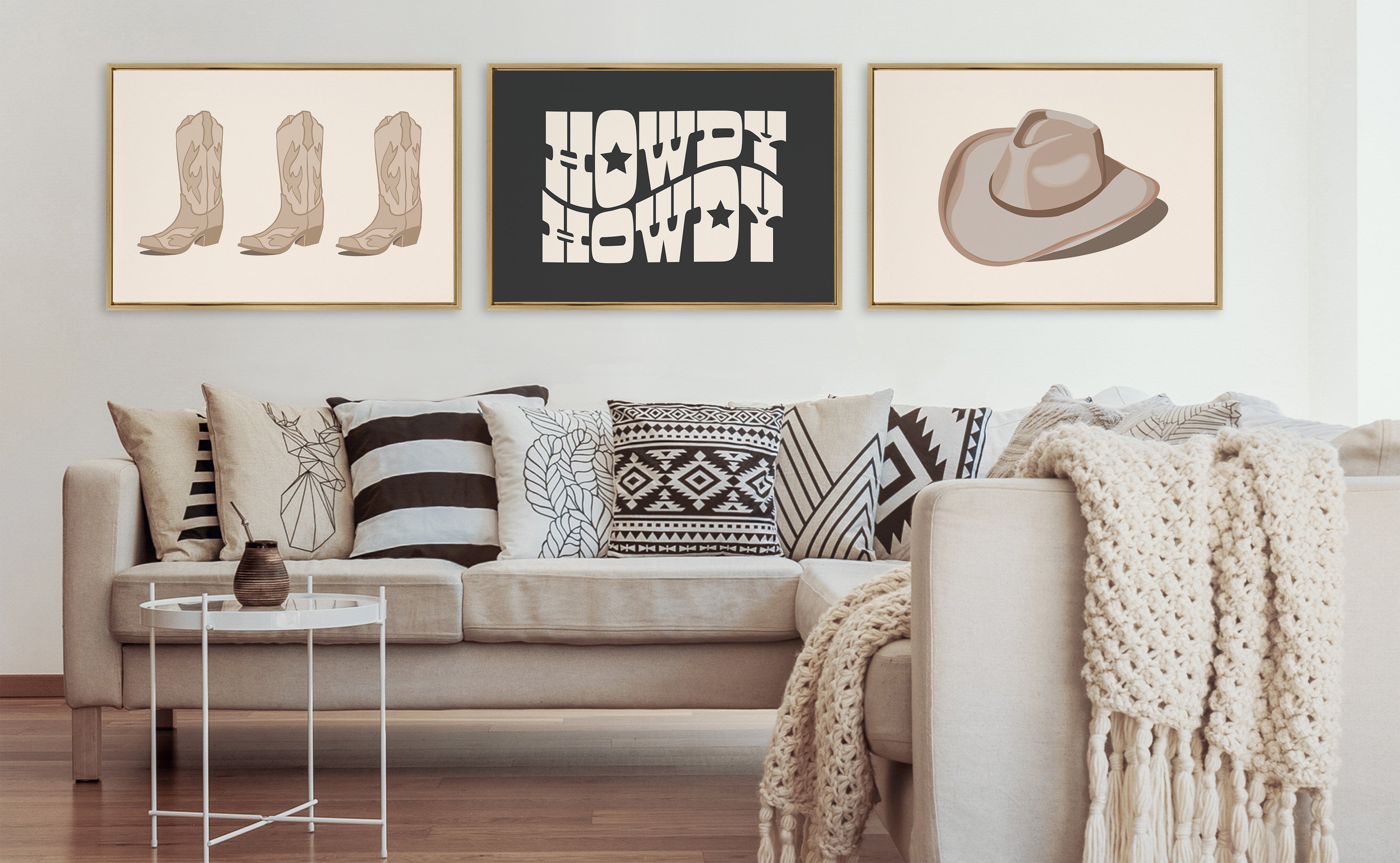 Sylvie Howdy Star Landscape Black Framed Canvas by Honey Island Studio