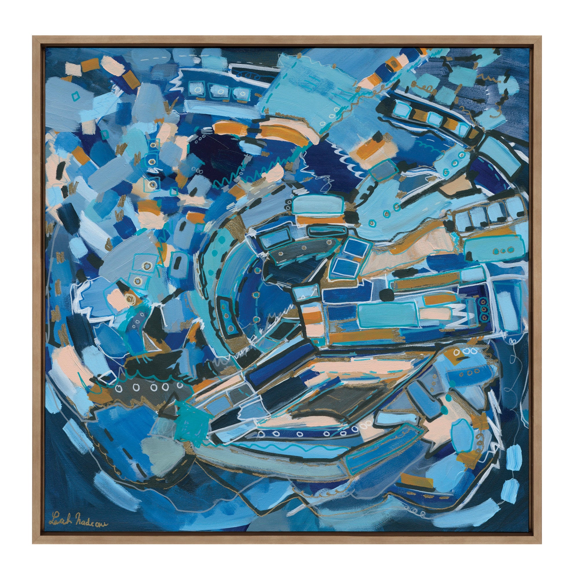 Sylvie Blue Dream Framed Canvas by Leah Nadeau by kateandlaurel - main product image for Resin Society