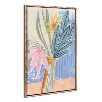 Sylvie Beaded August Bouquet framed canvas art showing a vibrant floral bouquet with a gold vintage beaded frame