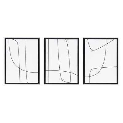 Sylvie Modern Line Abstract Black and White Framed Canvas Set by kateandlaurel - product image 7 for Resin Society