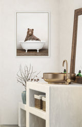 Sylvie Bear Rustic Bubble Bath Framed Canvas by kateandlaurel - product image 10 for Resin Society