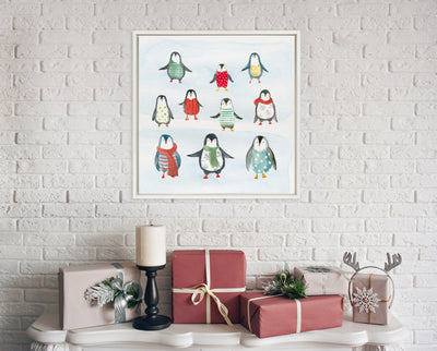 Sylvie Friend Zone Winterwonder Penguins Framed Canvas by House of Turnowsky