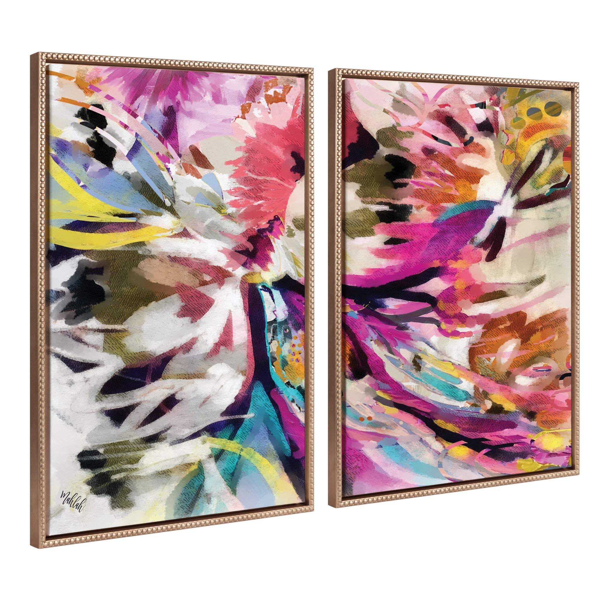 Sylvie Beaded Amaze Left and Right Framed Canvas Art Set by Inkheart Designs