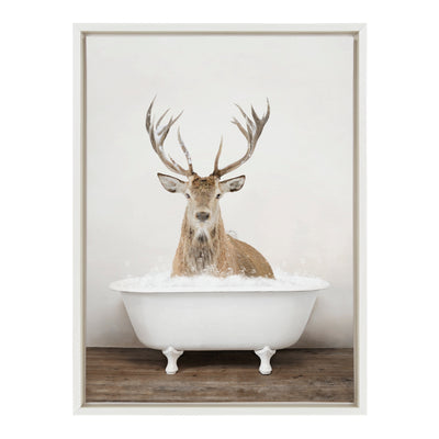 Sylvie Male Deer in Rustic Bath Framed Canvas by kateandlaurel - product image 8 for Resin Society