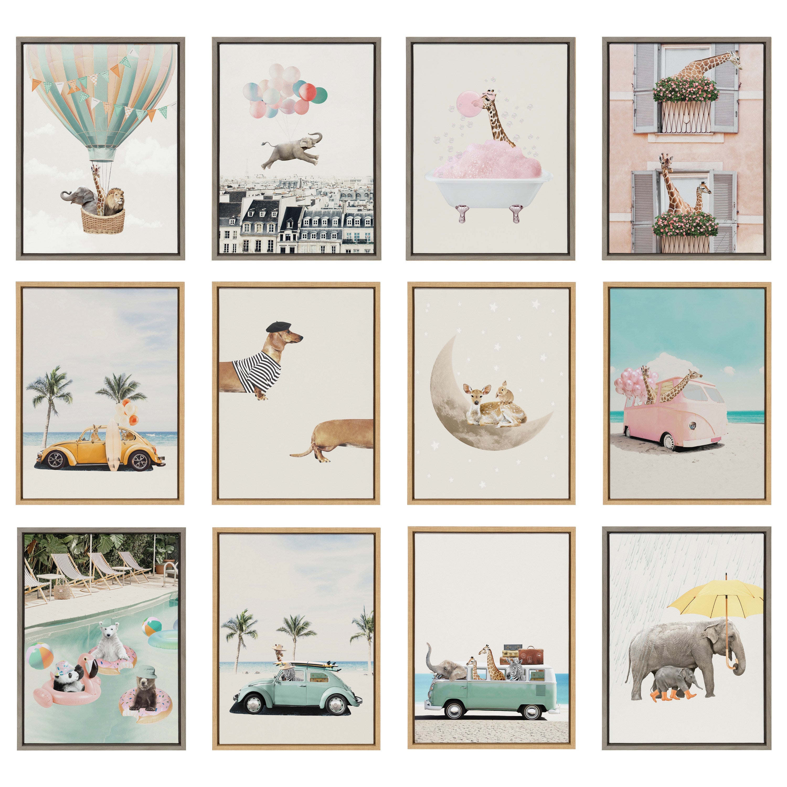 Sylvie Giraffe Adventure Framed Canvas by July Art Prints